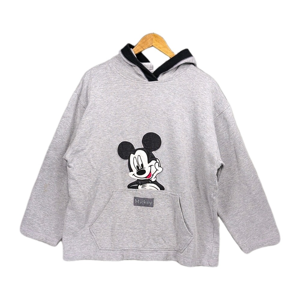 Vintage 90s Mickey Unlimited Disney Hoodie Medium Grey Embroidered